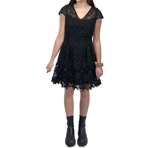 COMPTOIR DES COTONNIERS Lace Black Fit & Flare Dress Sz XXS - Picture 4 of 15